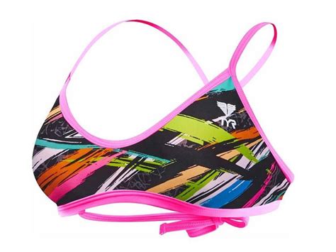 TYR Ravana Schwimmbikini Crosscutfit Tieback Top Bikini Bottom Pink Black Multi