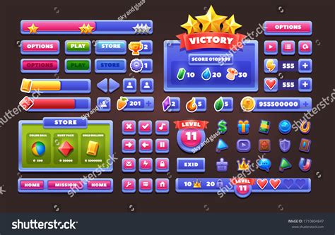 Большой набор кнопок для игр и: стоковая векторная графика (без ...