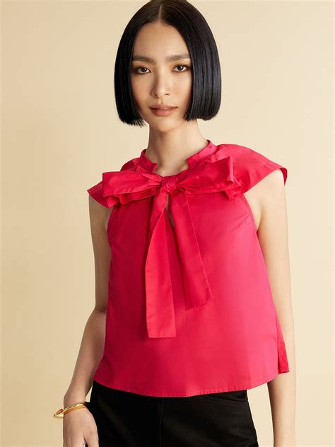 Bow Tie Blouse Hot Pink Pomelo Fashion