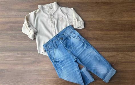 Calça Jeans Camisa Bata Nude Infantil Lojinha da Vivi Roupas Calçados e Acessórios Infantil
