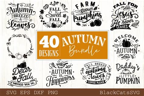 Autumn Svg Bundle Designs Fall And Pumpkins Svg Bundle