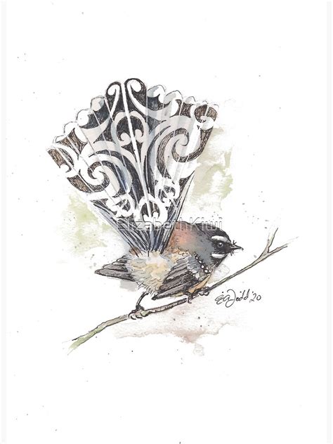 Piwakawaka New Zealand Native Fantail Art Print By Elizabethkiwi Art