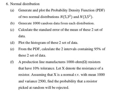 Solved 6. Normal distribution (a) Generate and plot the | Chegg.com