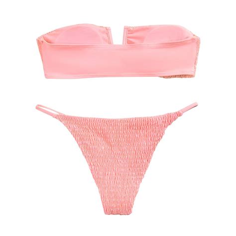 Women Solid Dantel Bikini Seti Push Up Mayo Beachwear Yastıklı Mayo uygun fiyatlı satın alın