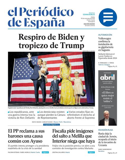 EL PERIÓDICO DE ESPAÑA de hoy jueves 10 de noviembre de 2022 El