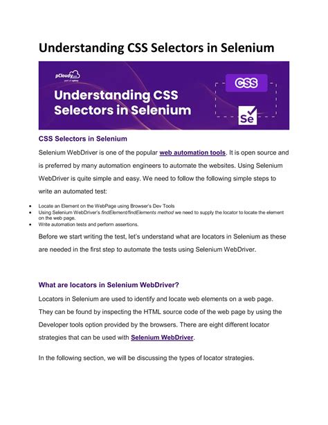 Understanding Css Selectors In Selenium Pdf