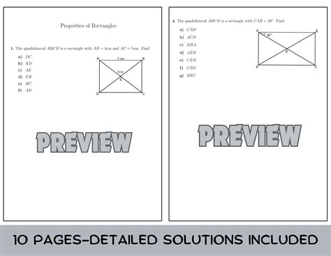 Properties Of Rectangles Assignment Answer Key 1