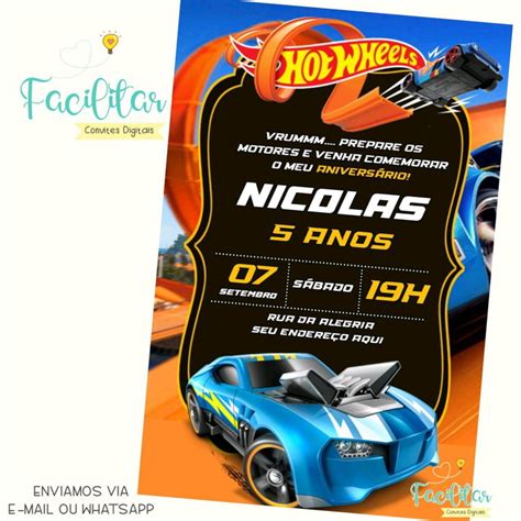 Convite Digital Hot Wheels Elo Produtos Especiais