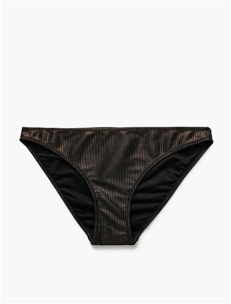 Kahve Kad N Dokulu Bikini Alt Simli Izgi Detayl Sak Bm Koton