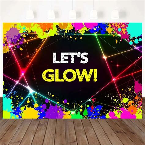 Lets Glow Birthday Photography Backdrops Glow In The Dark Neon Party