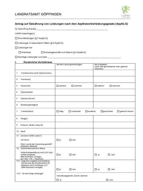 Ausf Llbar Online Antrag Auf Gewhrung Von Leistungen Nach Dem