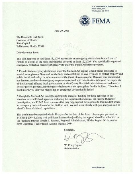 Fema Appeal Letter Template