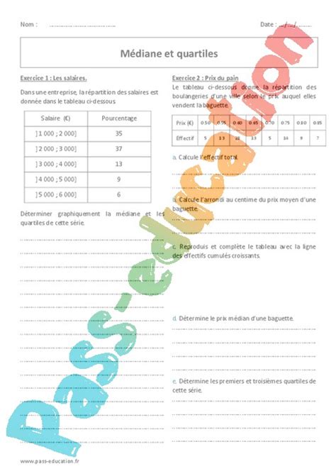 Exercice Statistiques Seconde 2nde