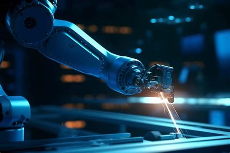 Premium Ai Image Arm Robot Working With Screen Monitor Control