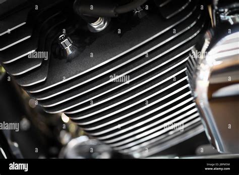 Close Up Shot Of An Air Cooled Motorcycle Engine Stock Photo Alamy