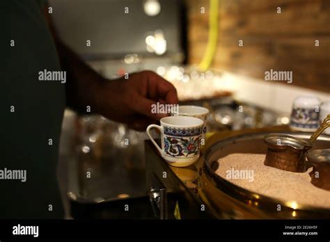 Turkish Coffee Cups Turkish Coffee Is Cooked In The Sand Stock Photo