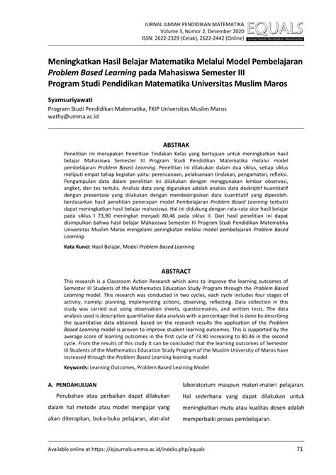 PDF Meningkatkan Hasil Belajar Matematika Melalui Model Pembelajaran