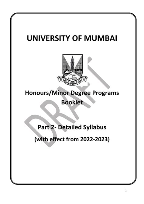 Syllabus Of Computer Engineering UNIVERSITY OF MUMBAI Honours Minor