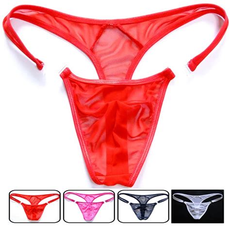 Tanga De Malla Transparente Para Hombre Ropa Interior Sexy Gay Con Botones Bikini Suspensorio
