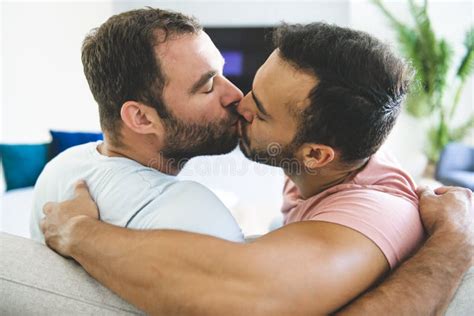 Portrait Of A Cute Male Gay Couple At Home Stock Image Image Of Marriage Home