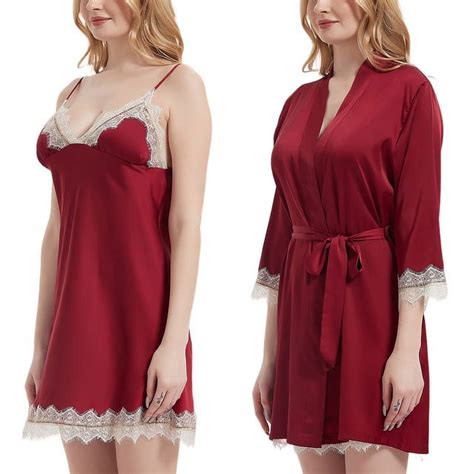 Uncia Active Womens Lingerie Set Pcs Lace Trim Chemise Babydoll