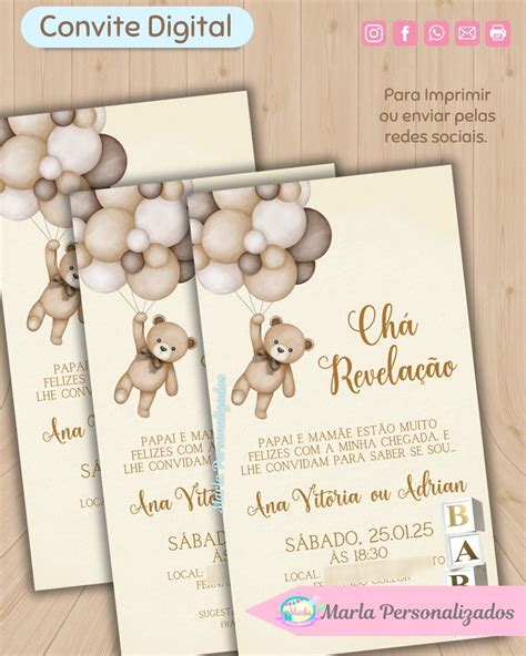 Convite Digital Chá Revelação Nude Elo7 Produtos Especiais