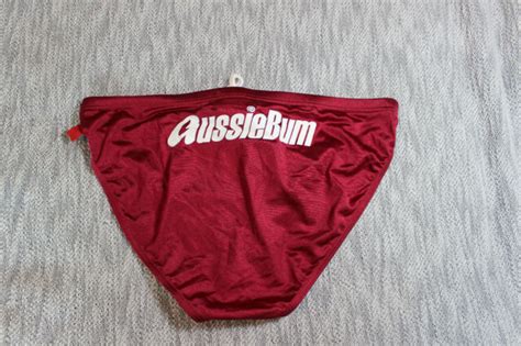 AussieBum Mens Maroon Red Classic White Logo Swim Bikini Swimwear S L XL EBay