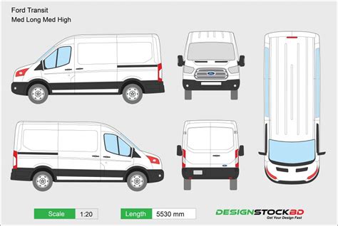 Ford Transit Van Template Vehicle Outlineblueprint Download