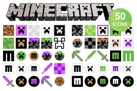 50 Minecraft Icons Custom Designed Icons Creative Market