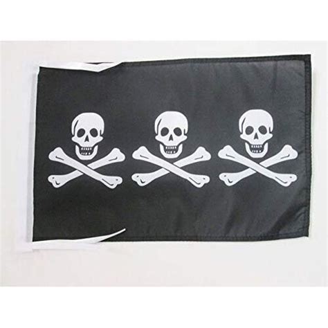 Az Flag 3 Skulls Pirate Flag 18 X 12 Cords Skull Pirates Small