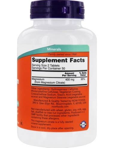 Now Foods Now Foods Magnesium Citrate 200 Mg 100 Tablets Home