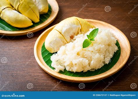 Durian Sticky Rice on Plate Stock Image - Image of gourmet, peel: 258672137