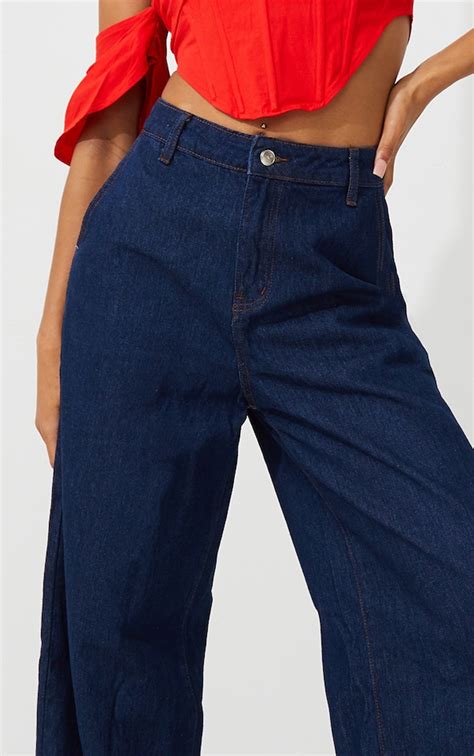 Indigo Wash Wide Leg Jeans Denim Prettylittlething