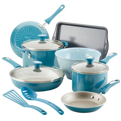 Rachael Ray 12-Piece Get Cooking! Nonstick Pots and Pans Set/Cookware Set, Turquoise - Walmart.com