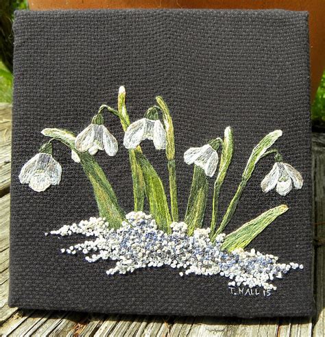 Snowdrops Embroidery Needle Painting Etsy Canada Embroidery Hoop