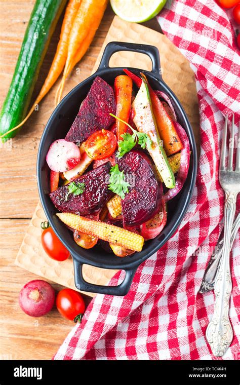 Roasted Vegetable Dinner Stock Photo Alamy