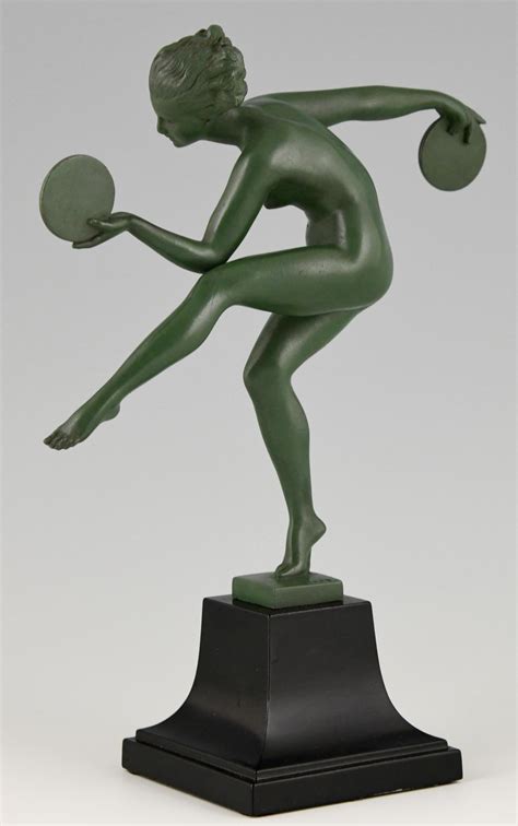 Art Deco Sculpture Nude Disc Dancer Derenne Marcel Bouraine France At StDibs