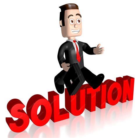 premium photo cartoon businessman jumping  solution word