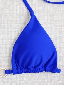 SHEIN Swim Vcay Ring Linked Micro Triangle Halter Bikini Swimsuit SHEIN UK