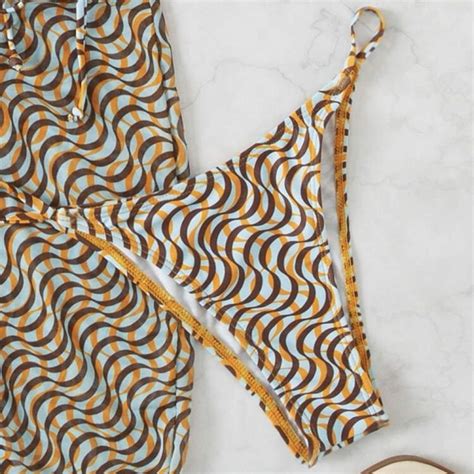 Maillot De Bain Trois Pi Ces En Maille Pour Femme Bikini Sexy Lacets Avec Voile Taille M