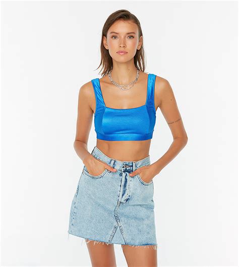 Buy Trendyol Sax Textured Bikini Top In Blue 6thStreet UAE