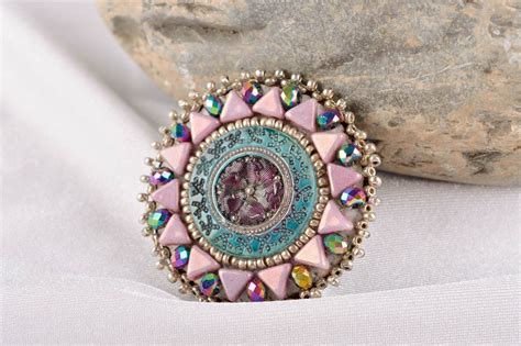 Купить Брошь ручной работы брошь из кожи украшение из металла брошь из ...