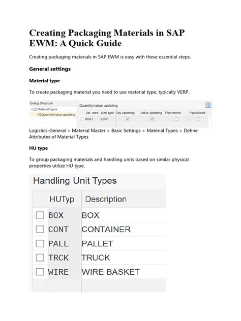 Creating Packaging Materials In Sap Ewm Pdf