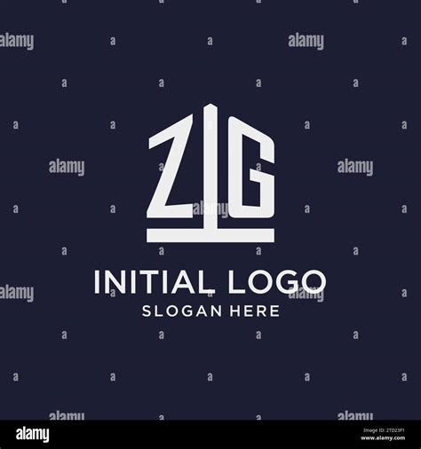 ZG Initial Monogram Logo Design With Pentagon Shape Style Design Ideas