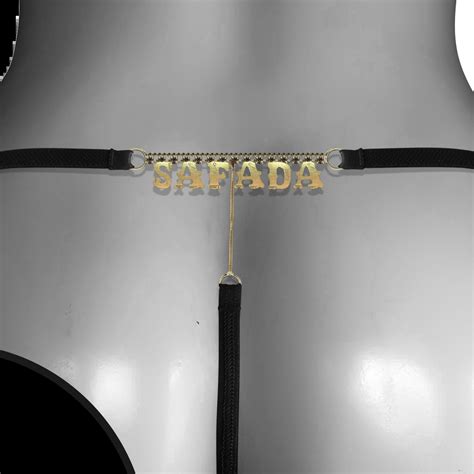 Calcinha Palavra Safada Letras Douradas E Strass Fio Sexy Bohrer DSS Sex Shop