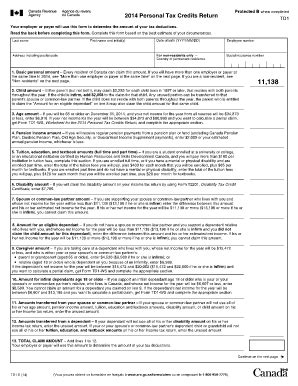 2014 Form Canada TD1 E Fill Online Printable Fillable Blank PdfFiller