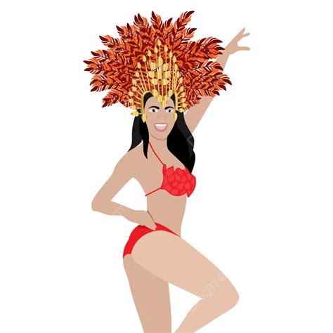 Brazilian Carnival Girl Illustration With Sexy Red Bikini Carnival