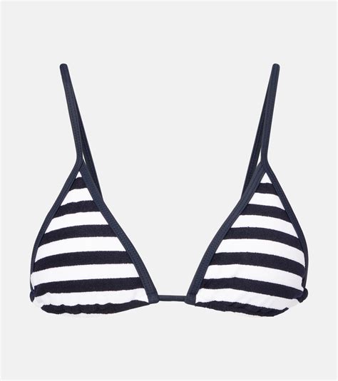 Via Striped Terry Bikini Top In Blue Jade Swim Mytheresa