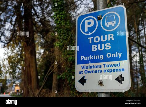View Of A Tour Bus Parking Only Sign In Stanley Park The Sign Is