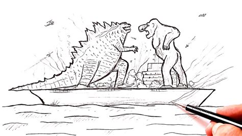 How To Draw A Godzilla Vs King Kong Drawing Tutorial Youtube